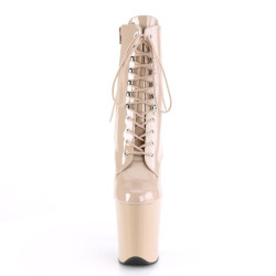 Pleaser FLAMINGO-1020 Nude Patent Women's Ankle Boots