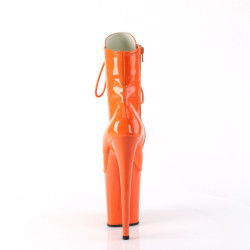 Pleaser FLAMINGO-1020 Orange Patent Heeled Ankle Boots
