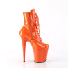 Pleaser FLAMINGO-1020 Orange Patent Heeled Ankle Boots