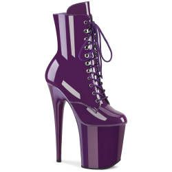 Pleaser FLAMINGO-1020 Purple Patent Heeled Ankle Boots