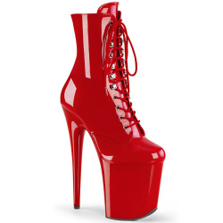 Pleaser FLAMINGO-1020 Red Patent Ankle High Boots Women