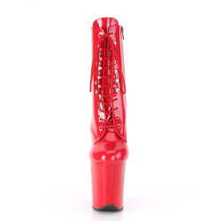 Pleaser FLAMINGO-1020 Red Patent Ankle High Boots Women