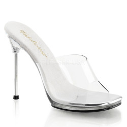 Fabulicious CHIC-01 Clear Steel Heeled Bridal Mules Women