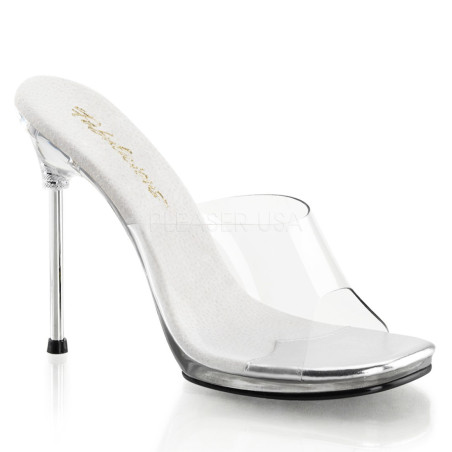 Fabulicious CHIC-01 Clear Steel Heeled Bridal Mules Women