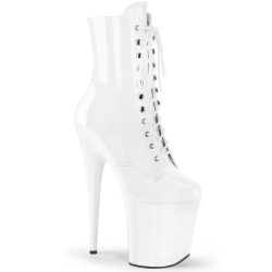 Pleaser FLAMINGO-1020 White Patent Women Ankle Boots