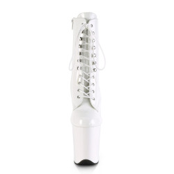 Pleaser FLAMINGO-1020 White Patent Women Ankle Boots