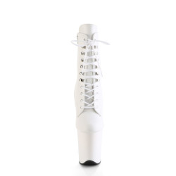 Pleaser FLAMINGO-1020 White Vegan Leather Ankle Boots