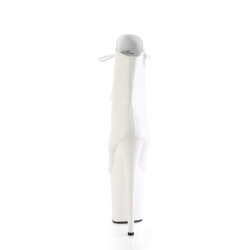 Pleaser FLAMINGO-1020 White Vegan Leather Ankle Boots