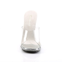 Fabulicious CHIC-01 Clear Steel Heeled Bridal Mules Women