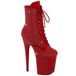 Pleaser FLAMINGO-1020RM Red Vegan Suede Strass Mesh