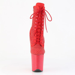 Pleaser FLAMINGO-1020RM Red Vegan Suede Strass Mesh