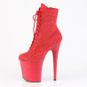 Pleaser FLAMINGO-1020RM Red Vegan Suede Strass Mesh