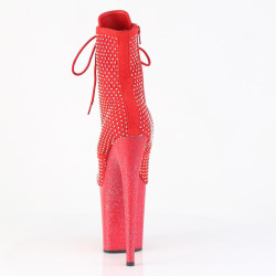 Pleaser FLAMINGO-1020RM Red Vegan Suede Strass Mesh