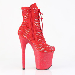 Pleaser FLAMINGO-1020RM Red Vegan Suede Strass Mesh