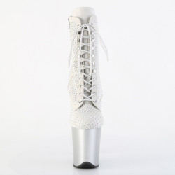 Pleaser FLAMINGO-1020RM Silver Vegan Sude Strass Mesh