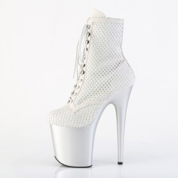Pleaser FLAMINGO-1020RM Silver Vegan Sude Strass Mesh