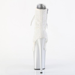 Pleaser FLAMINGO-1020RM Silver Vegan Sude Strass Mesh