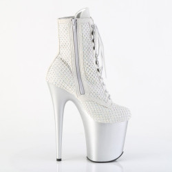 Pleaser FLAMINGO-1020RM Silver Vegan Sude Strass Mesh