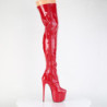 Pleaser JUBILANT-3000 Red Heeled Overknee Boots
