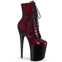 Pleaser FLAMINGO-1020SP Red Snake Print Patent Black