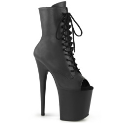 Pleaser FLAMINGO-1021 Black Vegan Leather Ankle Boots