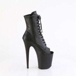 Pleaser FLAMINGO-1021 Black Vegan Leather Ankle Boots