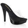 Fabulicious COCKTAIL-501 Transparent Black Heeled Mules