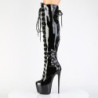 Pleaser JUBILANT-3012 Black Laced Over The Knee Boots