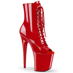 Pleaser FLAMINGO-1021 Red Patent Ankle High Boots Women