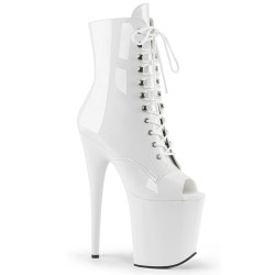 Pleaser FLAMINGO-1021 White Patent Women Ankle Boots