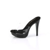 Fabulicious COCKTAIL-501 Transparent Black Heeled Mules