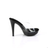 Fabulicious COCKTAIL-501 Transparent Black Heeled Mules