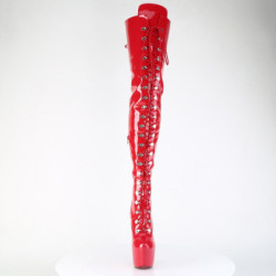 Pleaser JUBILANT-4012 Red Lace-up Crotch High Boots