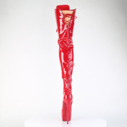 Pleaser JUBILANT-4012 Red Lace-up Crotch High Boots