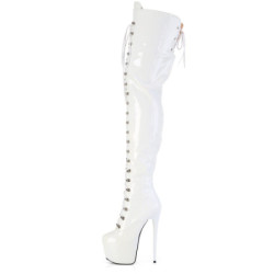 Pleaser JUBILANT-4012 White Lace-up Crotch High Boots