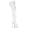 Pleaser JUBILANT-4012 White Lace-up Crotch High Boots