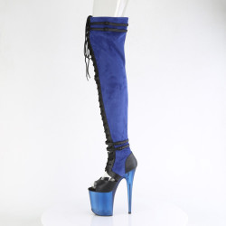 Pleaser FLAMINGO-3027 Blue Vegan Suede Black Leather