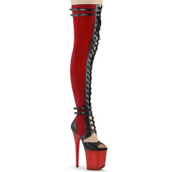 Pleaser FLAMINGO-3027 Red Vegan Suede Black Leather