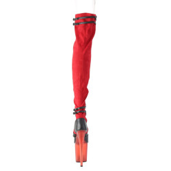 Pleaser FLAMINGO-3027 Red Vegan Suede Black Leather