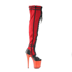 Pleaser FLAMINGO-3027 Red Vegan Suede Black Leather