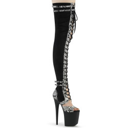 Pleaser FLAMINGO-3027SP Black Vegan Suede Snake Print