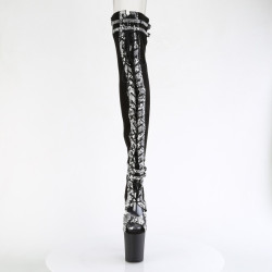 Pleaser FLAMINGO-3027SP Black Vegan Suede Snake Print