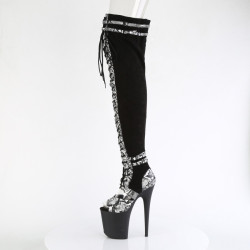 Pleaser FLAMINGO-3027SP Black Vegan Suede Snake Print