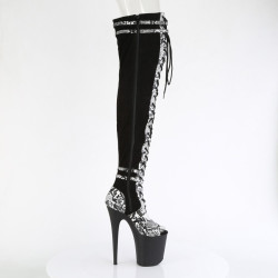 Pleaser FLAMINGO-3027SP Black Vegan Suede Snake Print