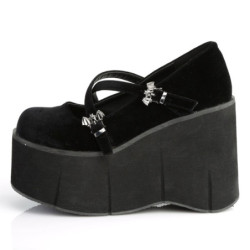 Demonia KERA-10 Black Velvet Maryjane Platform Boots
