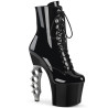 Pleaser IRONGRIP-1020 Black Patent Silver Ankle Boots