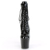 Pleaser IRONGRIP-1020 Black Patent Silver Ankle Boots