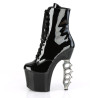 Pleaser IRONGRIP-1020 Black Patent Silver Ankle Boots