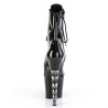 Pleaser IRONGRIP-1020 Black Patent Silver Ankle Boots