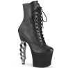 Pleaser IRONGRIP-1020 Black Vegan Leather Silver Boots